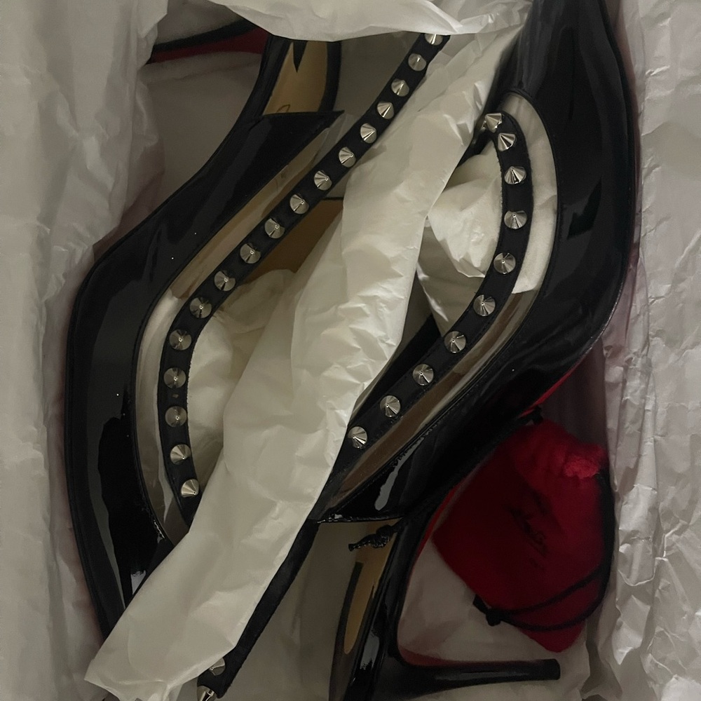Christian Louboutin Black Patent Studded Heels